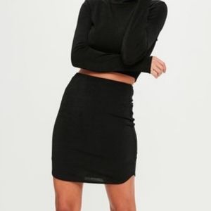 j. crew • black crepe curved hem pencil skirt